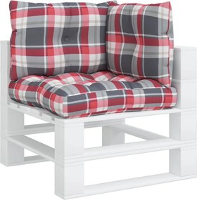 vidaXL Μαξιλάρια Παλέτας 3 τεμ. Γκρι Καρό Υφασμάτινα