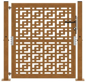 Πύλη κήπου 105x105 cm Σταυρός σχεδιασμού από διαβρωμένο χάλυβα - Καφέ