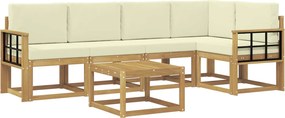 vidaXL Σειρά Καναπέ Εξωτερικού με μαξιλάρι 6 pcs Λευκό και Κρεμ