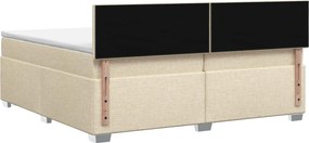 vidaXL Κρεβάτι Box Spring με Στρώμα και LED Κρεμ 200 x 200 cm Ύφασμα