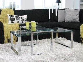 Σετ τραπεζιών περιοδικών Oakland 172, Ασημί, 37x55x115cm, Γυαλί, Γωνιακός