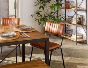 ΚΑΡΈΚΛΕΣ &amp; ΠΟΛΥΘΡΌΝΕΣ DARIO CGNAC/BLCK LEATHER CHAIR ATMOSPHERA 157284A