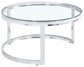 Τραπέζι Σαλονιού Louxor 04-0534 Φ80x43cm Silver-Clear