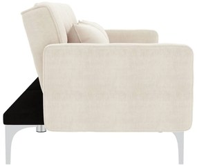 vidaXL Καναπές Κρεβάτι Κρεμ Υφασμάτινος