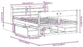 Σκελετός Κρεβατιού Χωρίς Στρώμα 120x200 εκ Μασίφ Ξύλο Πεύκου - Καφέ