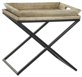 Βοηθητικό Τραπέζι DKD Home Decor Μαύρο Φυσικό Μέταλλο Ξύλο από Μάνγκο 55 x 45 x 53 cm