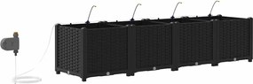 vidaXL Γλάστρα Κήπου 4 pcs Μαύρο Ατσάλι