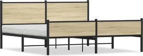 vidaXL Σκελετός Κρεβ. Χωρίς Στρώμα Sonoma Δρυς 183x213 εκ. Μεταλλικό