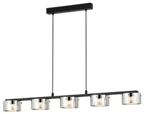 Κρεμαστό Φωτιστικό Οροφής 5xLED 5,4W Μαύρο Γυαλί Φιμέ Dimmable Copillos 39875 Eglo-39875-Μαύρο 39875