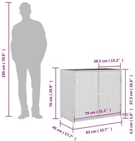 Ντουλάπι Αποθήκευσης Κήπου Μαύρο 83x45x76 εκ. Συνθετικό Ρατάν - Μαύρο