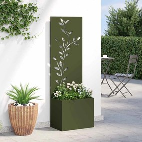 vidaXL Οθόνη Ιδιωτικότητας Κήπου Floral Λαδί 50 x 150 cm