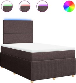 vidaXL Κρεβάτι Boxspring με Στρώμα Σκούρο Καφέ 120x190 εκ Υφασμάτινο