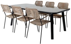 Σετ Τραπέζι και καρέκλες Dallas 3702, Επεξεργασμένο γυαλί, Μέταλλο, Σχοινί | Epipla1.gr