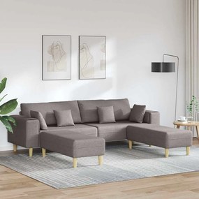vidaXL Υφασμάτινος καναπές με μαξιλάρι 3 pcs Taupe 208 εκ. ύφασμα
