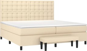 vidaXL Κρεβάτι Boxspring με Στρώμα Κρεμ 200x200 εκ. Υφασμάτινο