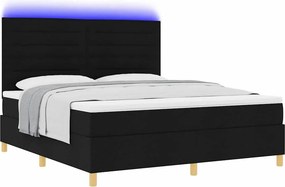 vidaXL LED Κρεβάτι με βάθρο με στρώμα Μαύρο 180 x 200 cm ύφασμα