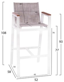 ΣΚΑΜΠΟ ΜΠΑΡ ΑΛΟΥΜΙΝΙΟΥ ΛΕΥΚΟ ΜΕ POLYWOOD 52 x 58 x 108 εκ. HM5790.01