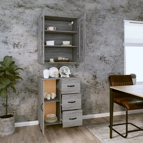 vidaXL Ντουλάπι Γκρι Sonoma 69,5 x 34 x 180 εκ. Επεξεργασμένο Ξύλο