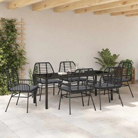vidaXL Σέτ φαγητού για κήπο 7 pcs Μαύρο συνθετικό ρατάν