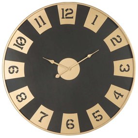 Ρολόι Τοίχου 15-00-94250 Φ60x4,5cm Black-Gold Marhome Mdf,Μέταλλο