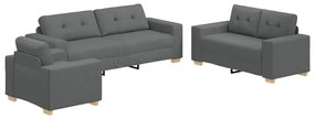 vidaXL Σετ Καναπέ με μαξιλάρι με μαξιλάρι 3 pcs Γκρι ύφασμα