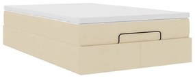 Οθωμανικό κρεβάτι με στρώμα Creme 120x190 cm Ύφασμα - Κρεμ