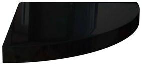 Ράφι Τοίχου Γωνιακό Γυαλιστερό Μαύρο 35x35x3,8 εκ. από MDF - Μαύρο