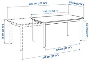 STRANDTORP επεκτεινόμενο τραπέζι, 150/205/260x95 cm 803.885.87