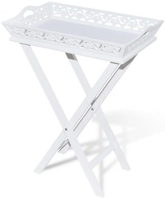vidaXL Βοηθητικό Τραπεζάκι με Δίσκο Σερβιρίσματος Λευκό