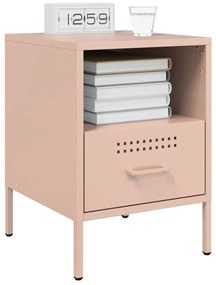 vidaXL Κομοδίνο Ροζ 36x39x50,5 εκ. από Χάλυβα
