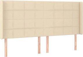 vidaXL Κρεβάτι Boxspring με Στρώμα &amp; LED Κρεμ 200x200 εκ. Υφασμάτινο