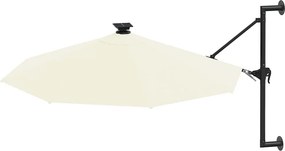 vidaXL Ομπρέλα Κήπου Επιτοίχια με LED Χρ. της Άμμου 300 εκ.