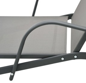 vidaXL Ξαπλώστρες 2 τεμ. από Textilene / Ατσάλι με Τραπέζι