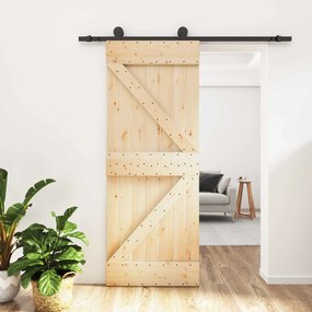 vidaXL Συρόμενη Πόρτα Φυσικό και Μαύρο 85 x 210 cm