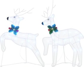 vidaXL LED Ελάφια 2 pcs Κρύο Λευκό ύφασμα