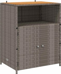 vidaXL Ντουλαπιού Γκρι 70 x 50 x 87 εκ Πολυεστέρας και Ρόλυ Ράττεν