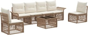 vidaXL Σετ Καναπέ Κήπου 7 pcs Μπεζ συνθετικό ρατάν