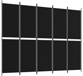 vidaXL Διαχωριστικό Δωματίου με 5 Πάνελ Μαύρο 250x200 εκ. από Ύφασμα