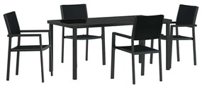vidaXL Σέτ φαγητού για κήπο 5 pcs Μαύρο Πολυ ράταν