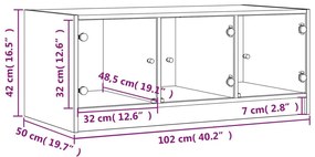 Τραπεζάκι Σαλονιού Μαύρο 102x50x42 εκ. με Γυάλινες Πόρτες - Μαύρο