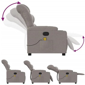 vidaXL Πολυθρόνα Μασάζ Ανακλινόμενη Taupe Υφασμάτινη