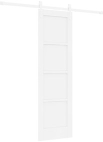 vidaXL Συρόμενη Πόρτα με Σετ Εξαρτημάτων Λευκή 61x198.5 εκ. Συμπαγής Ξύλο Πεύκου