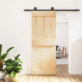 vidaXL Συρόμενη Πόρτα Φυσικό και Μαύρο 80 x 210 cm