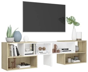 Έπιπλο Τηλεόρασης Λευκό/Sonoma Δρυς 149x30x52 εκ. Μοριοσανίδα - Λευκό