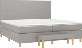vidaXL Κρεβάτι Boxspring με Στρώμα Ανοιχτό Γκρι 200x200 εκ. Υφασμάτινο