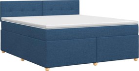 vidaXL Κρεβάτι box spring με στρώμα Μπλε 180 x 200 cm Ύφασμα