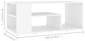 vidaXL Τραπεζάκι Σαλονιού Λευκό 100 x 50 x 40 εκ. από Μοριοσανίδα