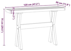 Τραπέζι κονσόλας NOAIN με πόδια σχήματος X 120x30x75 cm - Καφέ