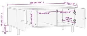 Τραπεζάκι Σαλονιού Μαύρο 100x54x40 εκ. από Μασίφ Ξύλο Μάνγκο - Μαύρο