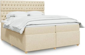 vidaXL Κρεβάτι Boxspring με Στρώμα Κρεμ 200x200 εκ. Υφασμάτινο
